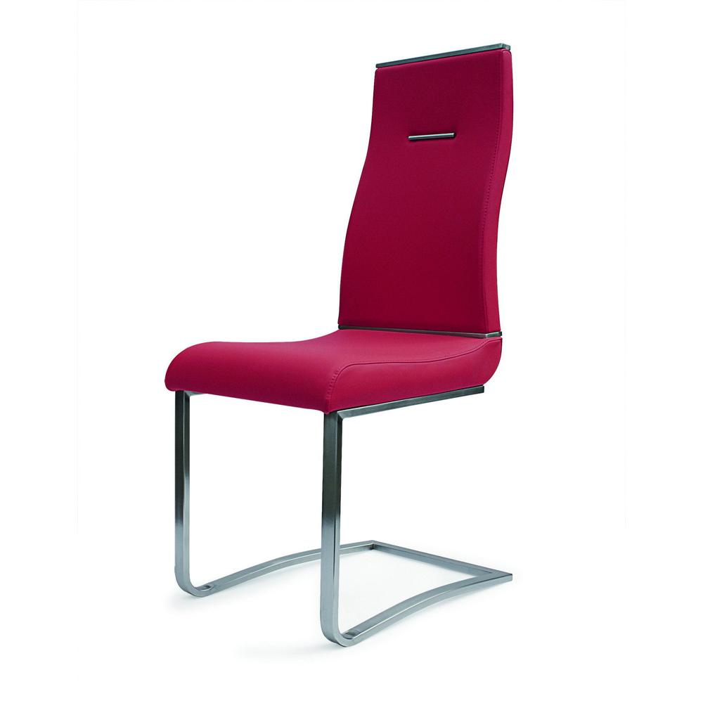 Red Dining Chair With Brushed Stainless Steel