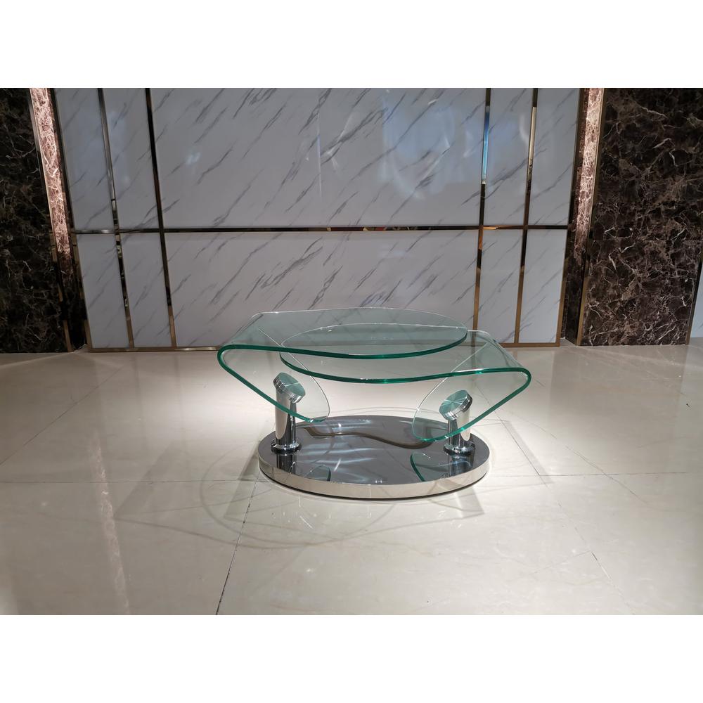 Motion Coffee Table W/Clear Glass  Top