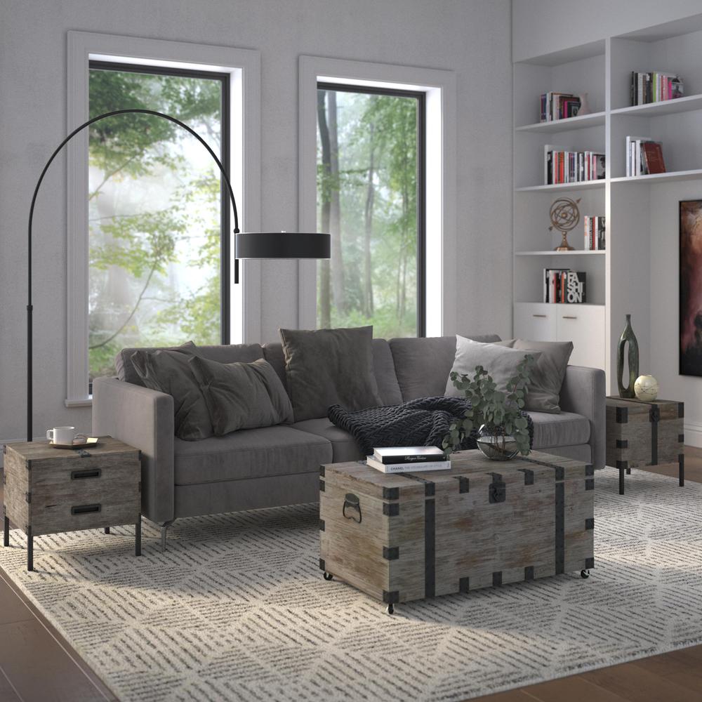 Trunk Coffee Table With Reclaim Wood And Black Metal