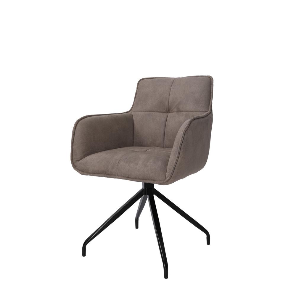 Arm Chair With Fabric Seat And Black Matte Powder Coationg Leg
