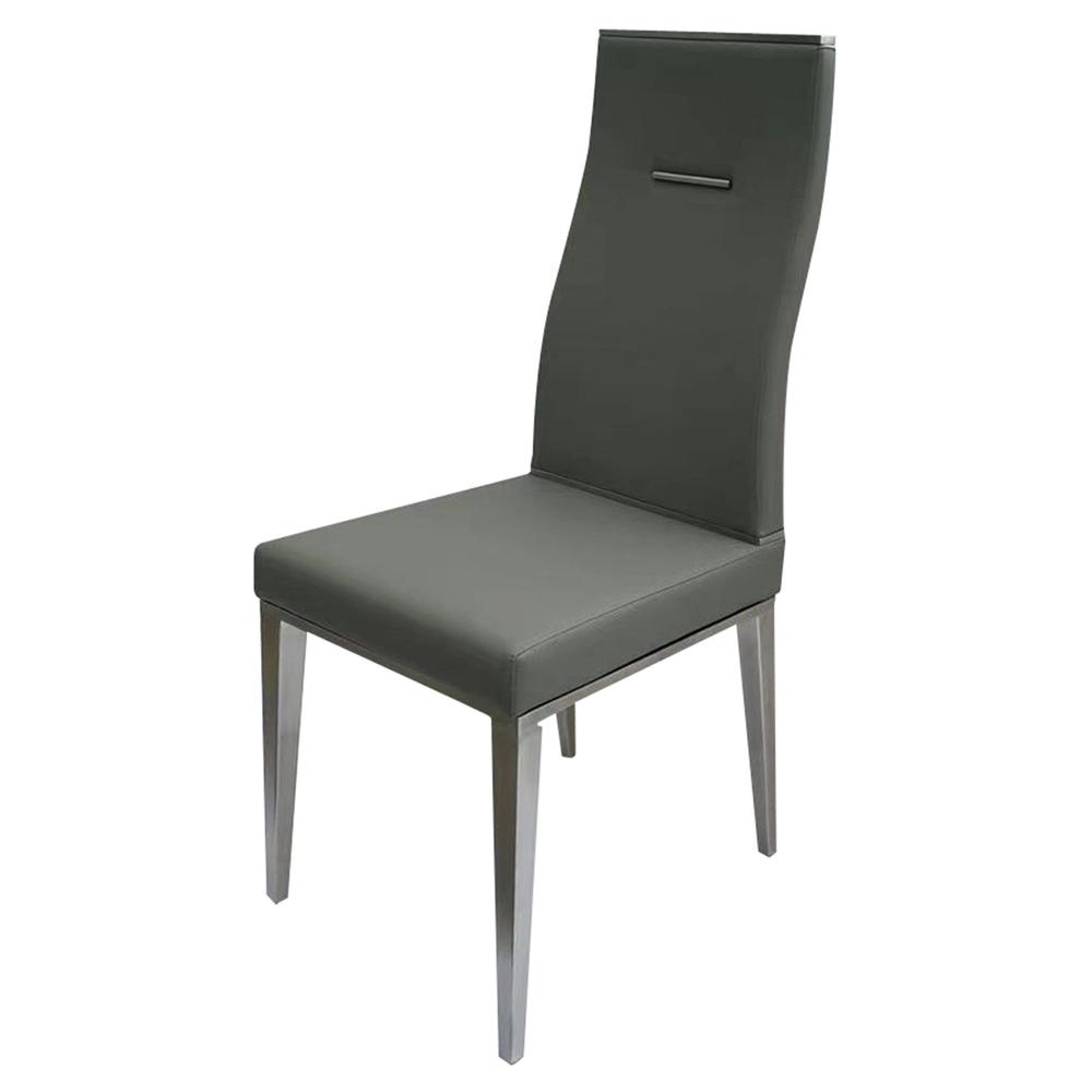 Light Gray Dining Chair With Brushed Stainless Steel