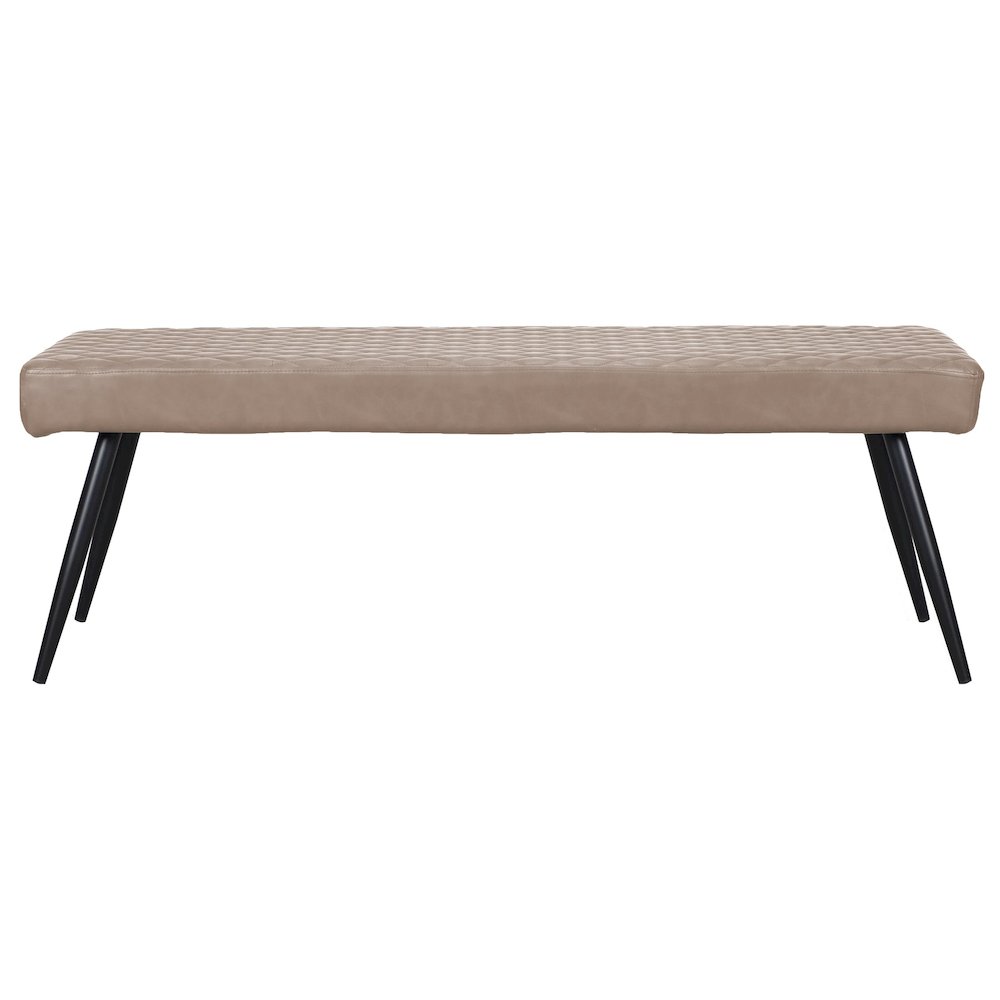 Quilted Taupe Faux Leather Upholstered Dining Bench