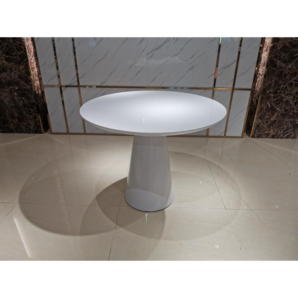 White Lacquer Top Dining Table W/White Powder Coating Base