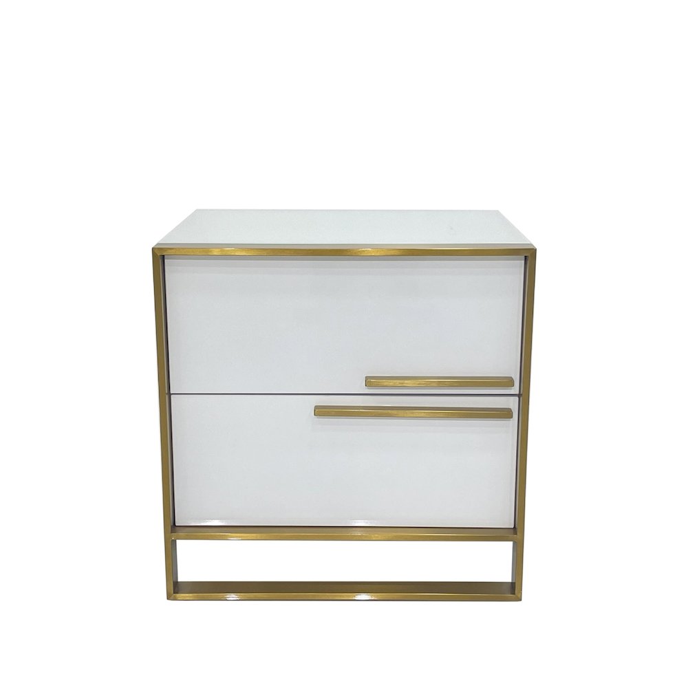 MDF Night Stand with Matte Gold Frame