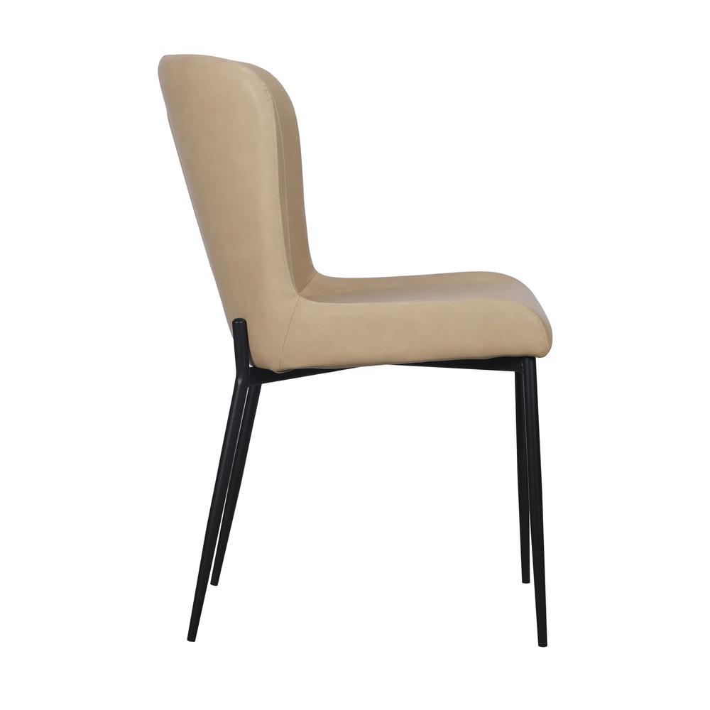 Dining Chair with PU Seat and Black Metal legs