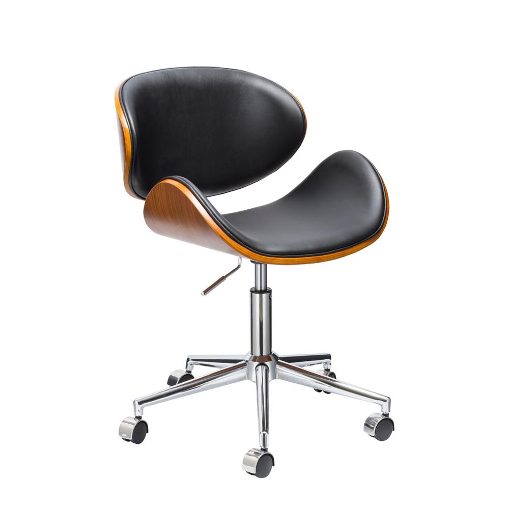 Office Chair W/ Wood Seat And Pu Cushion