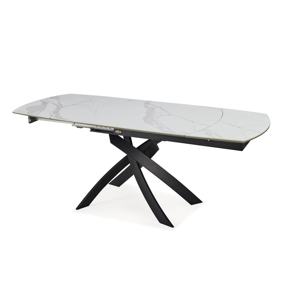 Dining table with Sintered stone top and black metal legs