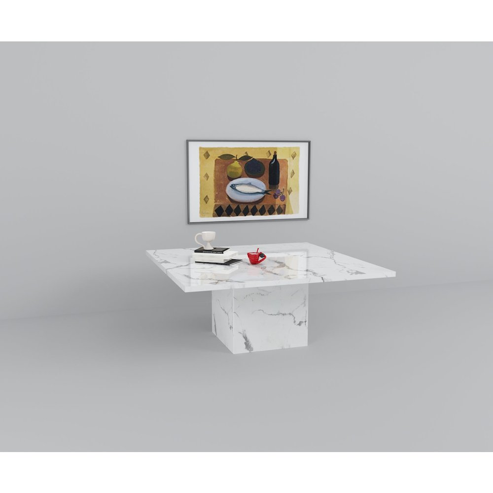 60″ Square Marble Table with Square Marble Base