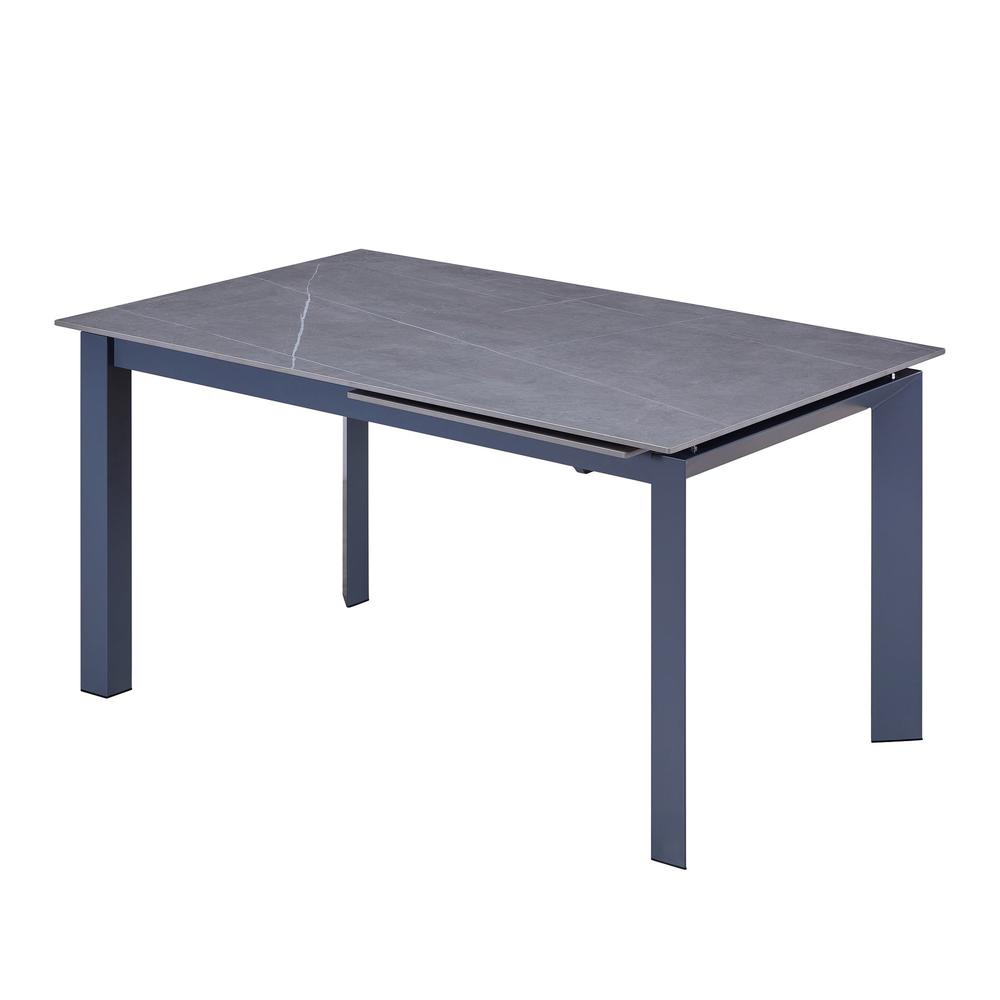 Matte Gray Ceramic Top And Gray Legs Extension Table