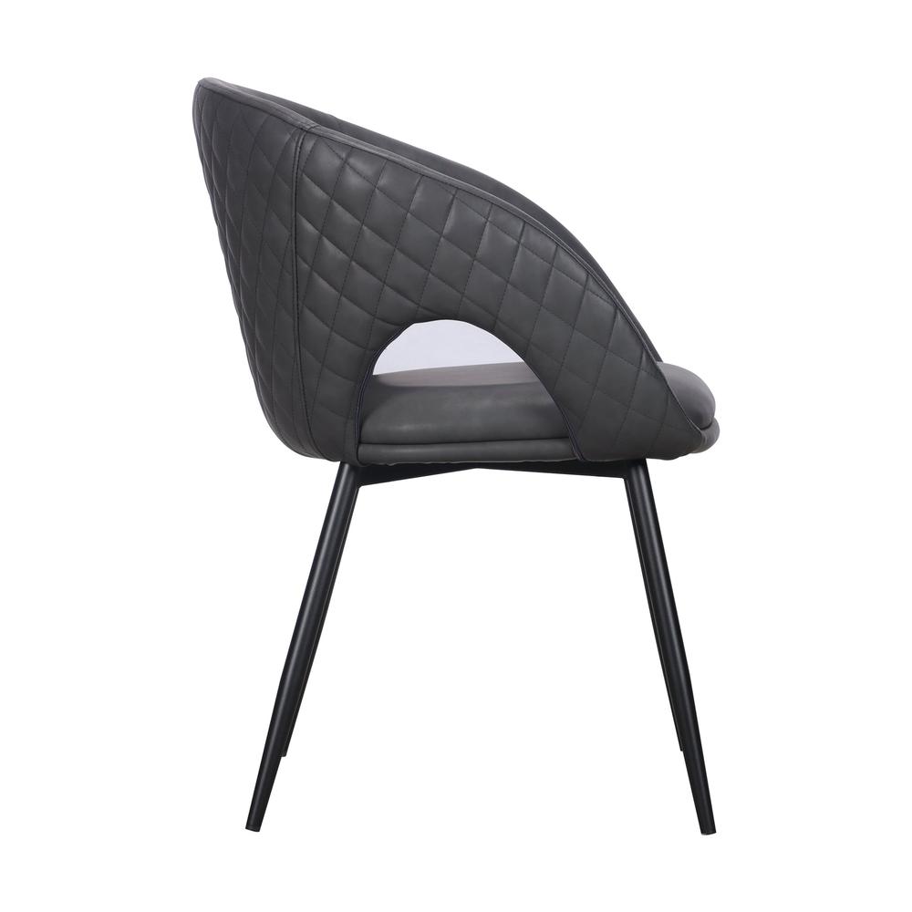 Dining Chair with PU Seat and Black Metal legs