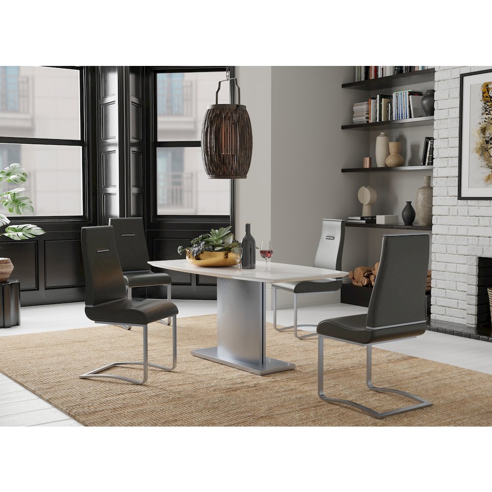 63″X40″X30″Marble Top D.Table With Stainless Steel Base