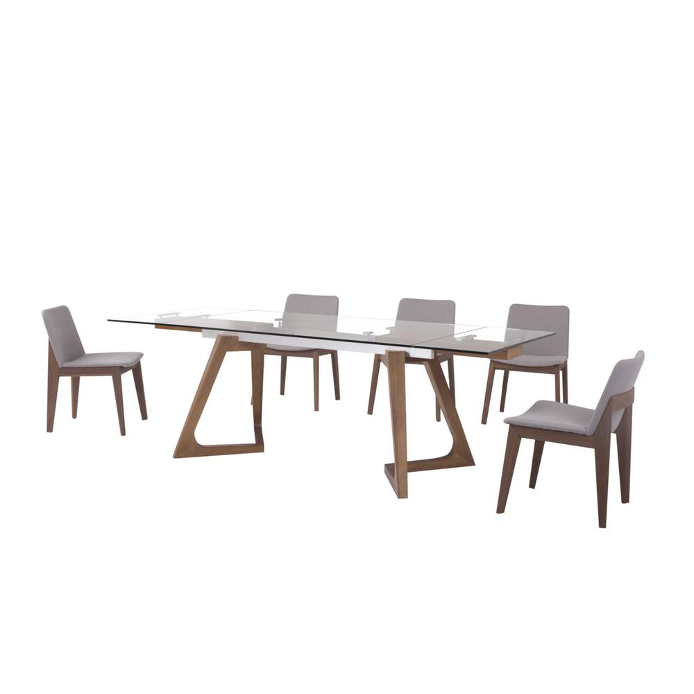Glass Extension Table With Alu Frame And Ashwood Legs