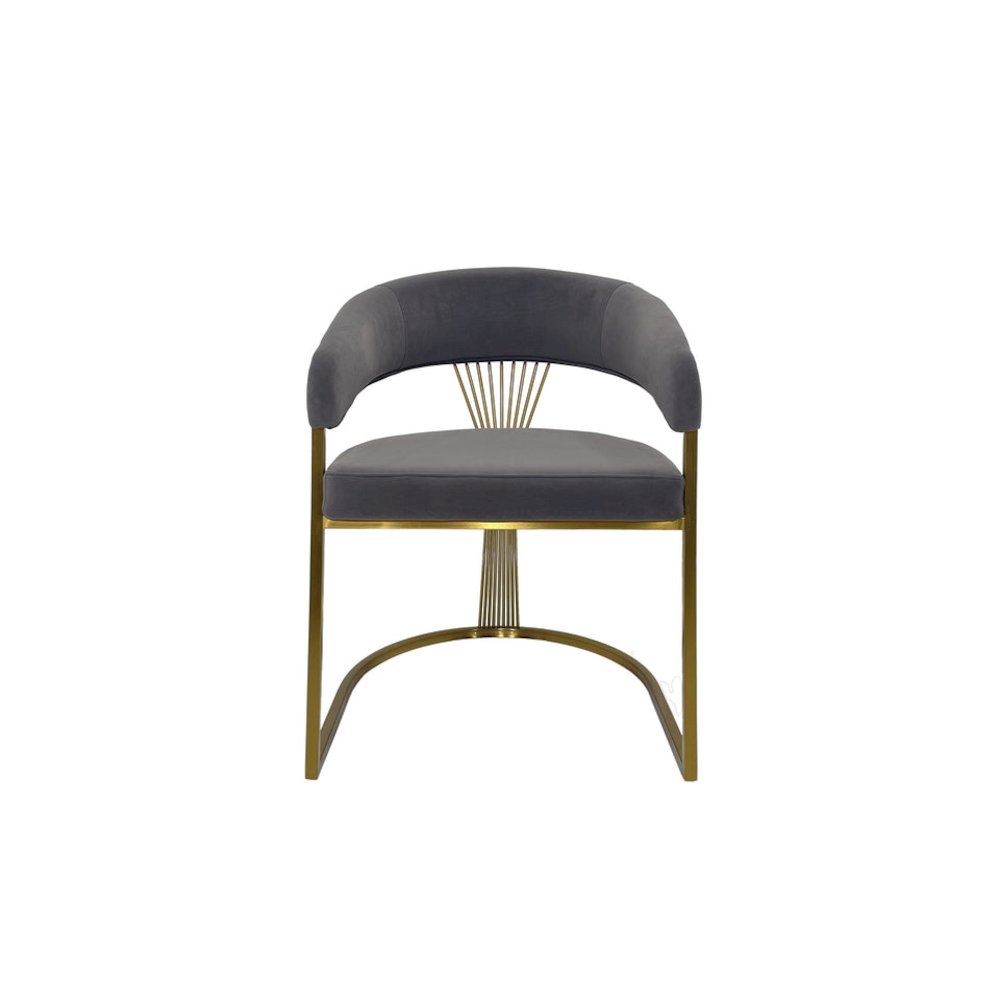 Taupe Velvet Cushion Dining Chair with Matte Gold Legs