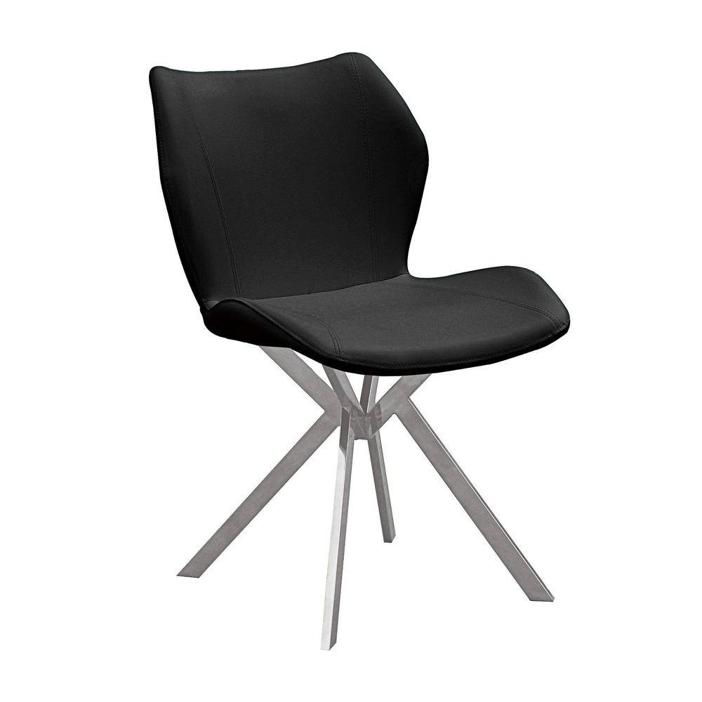 Dining Chair W/ Black Seat And Stainless Steel Legs