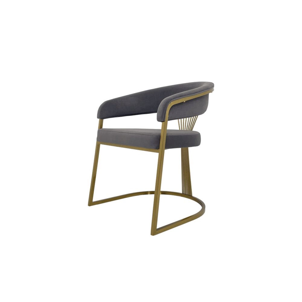 Taupe Velvet Cushion Dining Chair with Matte Gold Legs