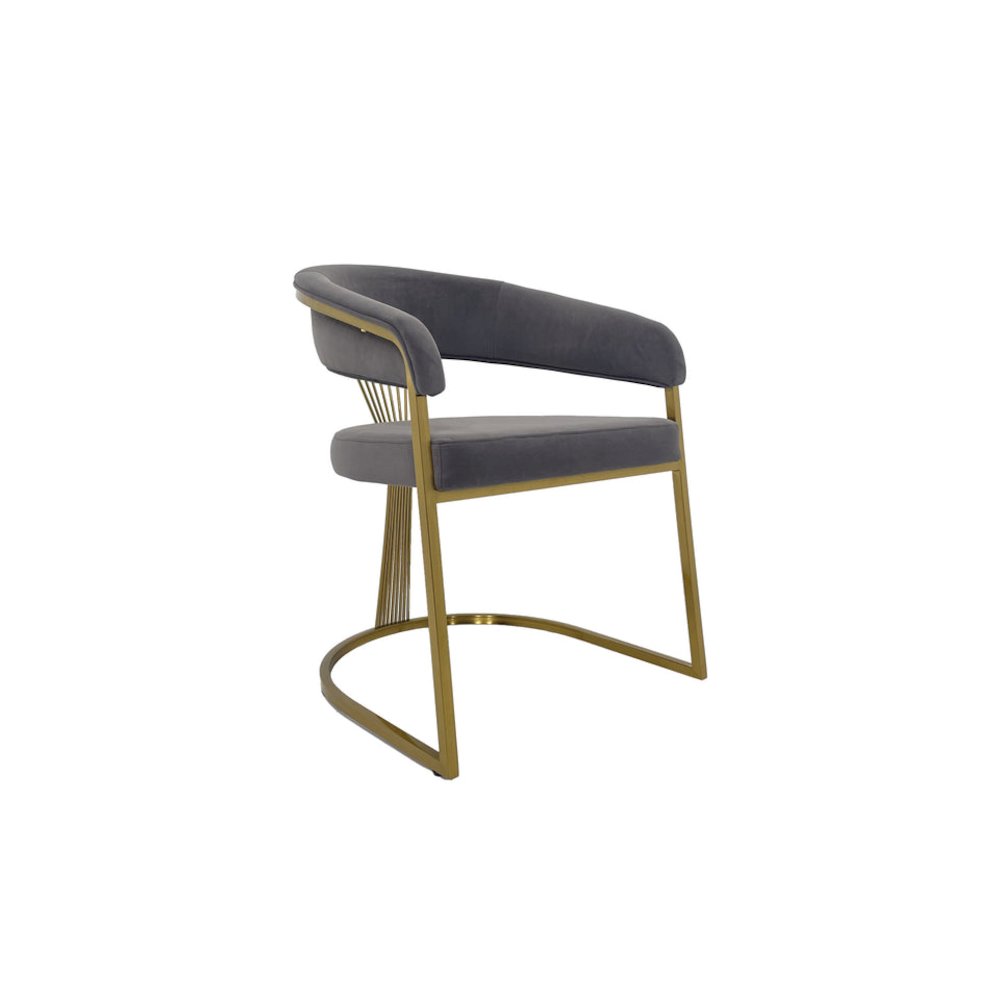 Taupe Velvet Cushion Dining Chair with Matte Gold Legs