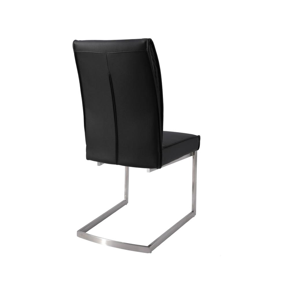 Dining Chair With Pu Seat And Brushed Stainless Steel Leg