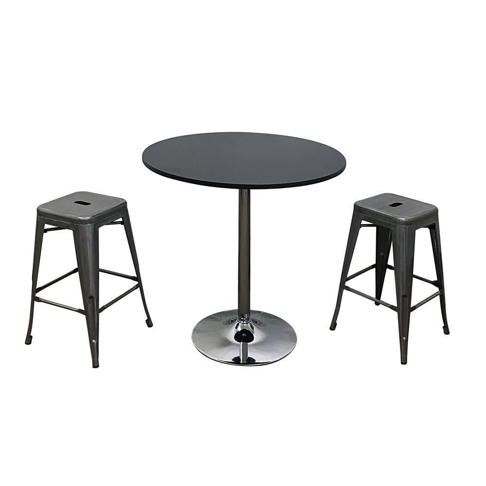 Rd Wood Top Dining Table W/ Chrome Base