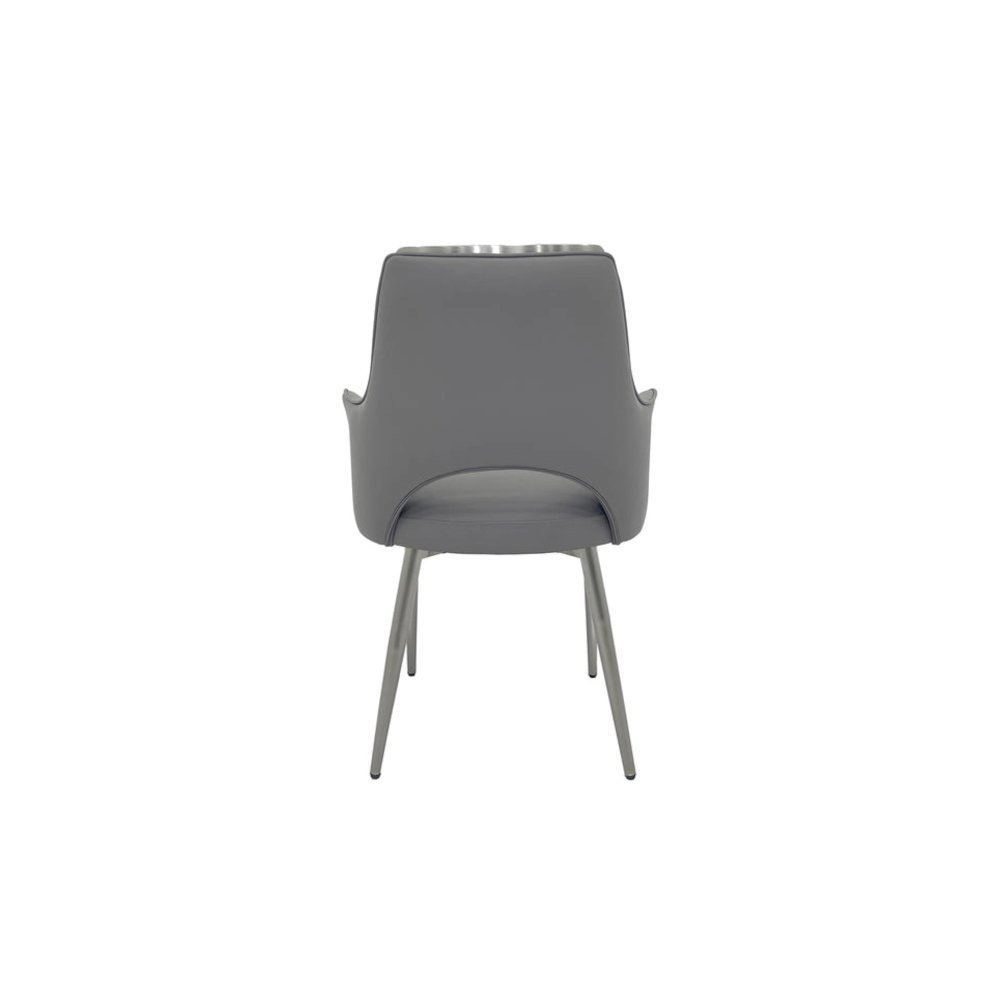Set of 2 Dining Chair with PU Seat and Matte Gold Legs