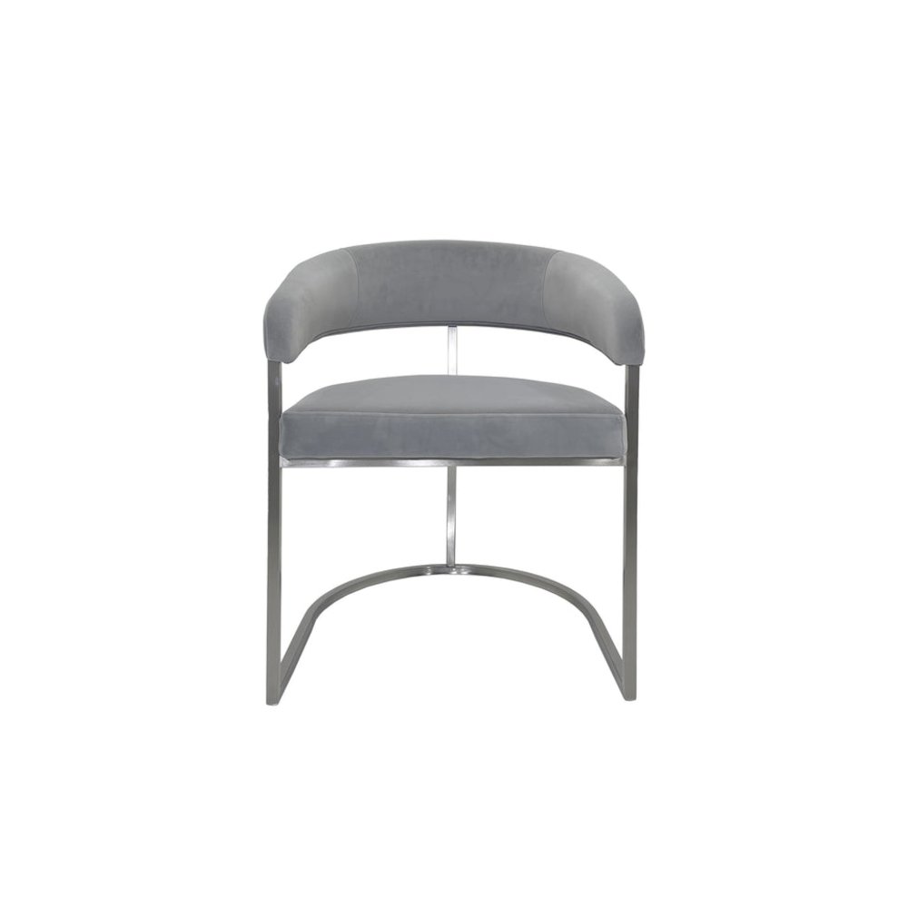 Dark Gray Velvet Cushion Dining Chair with Matte Gold Legs