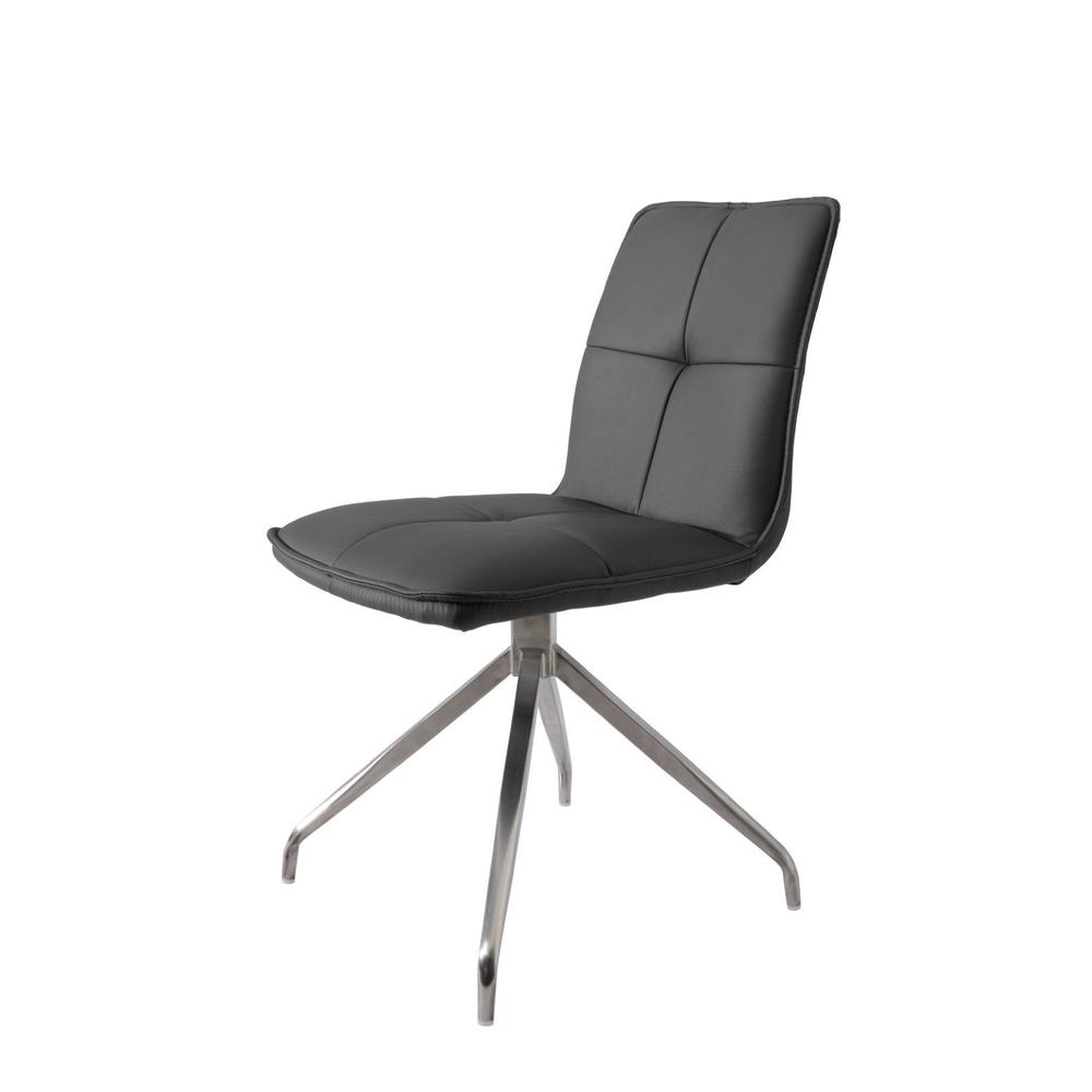 Dining Chair With Pu Seat And Brushed Stainless Steel Leg