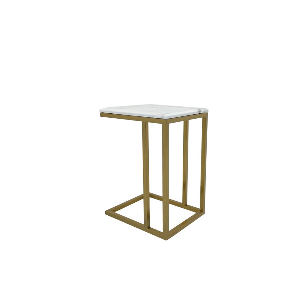 Marble Coffee Table with Matte Gold Base