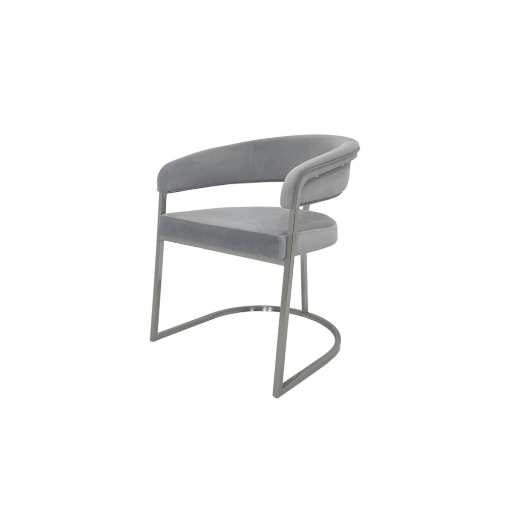 Dark Gray Velvet Cushion Dining Chair with Matte Gold Legs