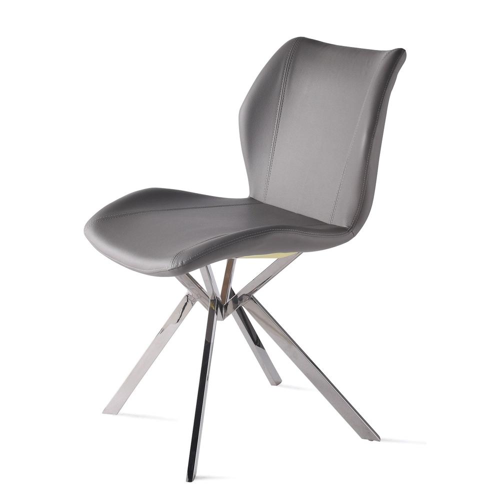 Dining Chair W/ Gray Seat And Chrome Legs