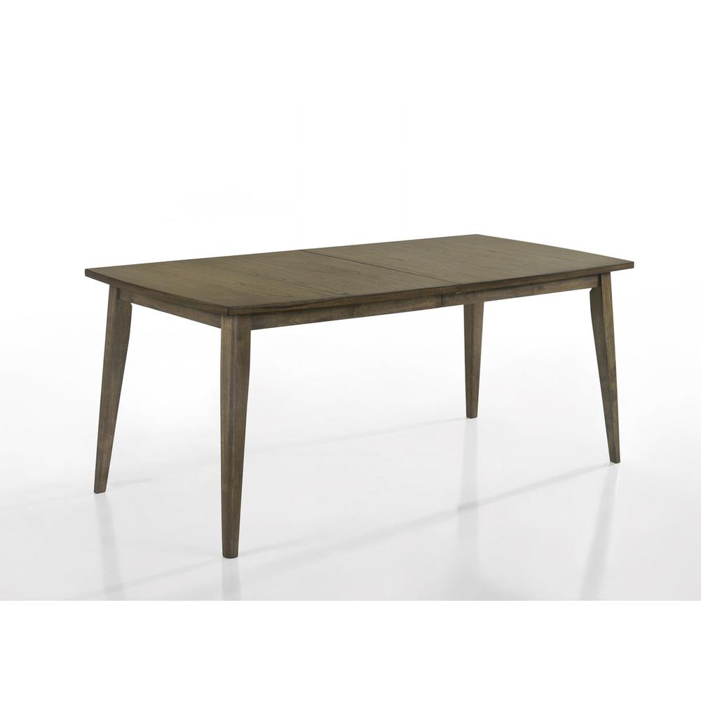 Bistro Vintage Walnut 72″ Dining Table Set with Off White Fabric Dining Chairs