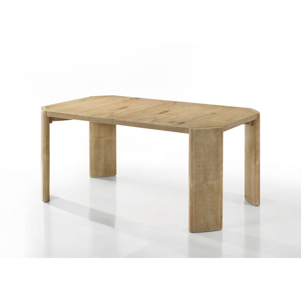 6 Piece Oak Finish 84″ Extendable Rectangular Dining Table Set with Dining Bench