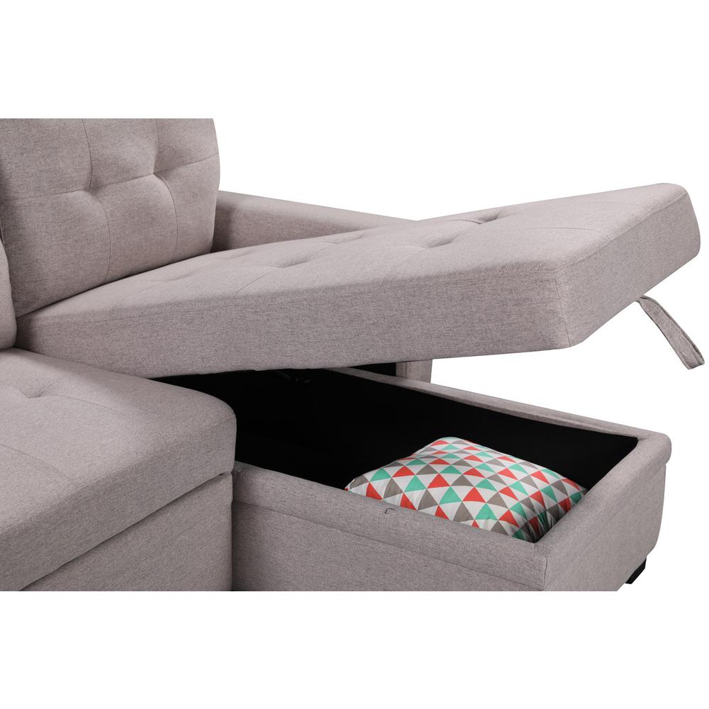 Ashlyn Light Gray Reversible Sleeper Sectional Sofa with Storage Chaise