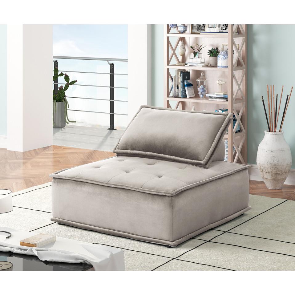 Anna Light Gray Velvet Set of 2 Armless Lounge Chair