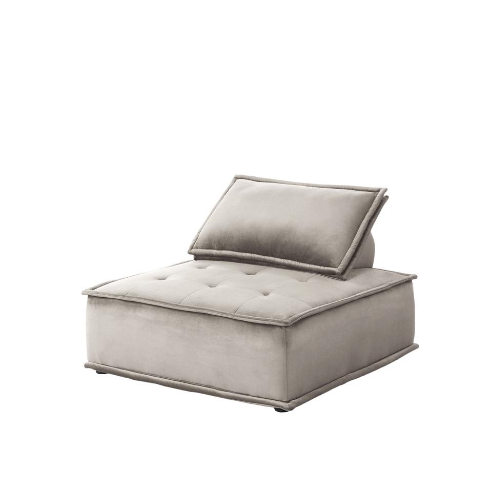 Anna Light Gray Velvet Set of 2 Armless Lounge Chair