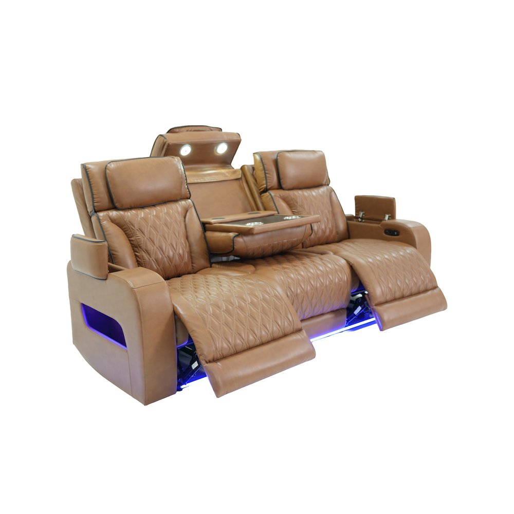 Light Brown Leather Aire Transformer Power Reclining Sofa & Loveseat