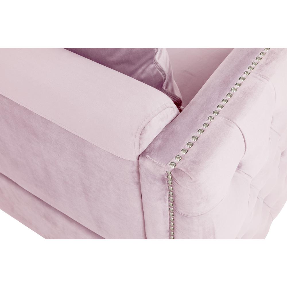 Bayberry Pink Velvet Loveseat with 2 Pillows