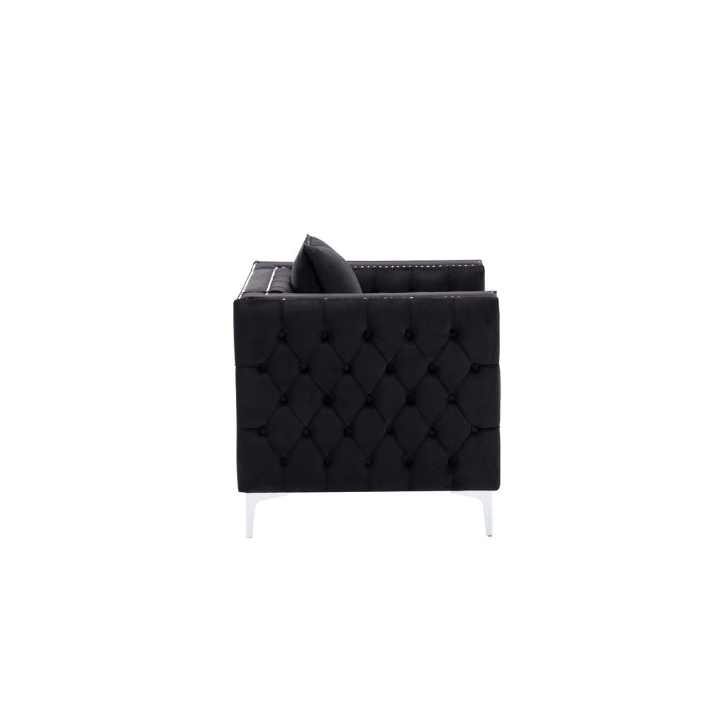 LILOLA Lorreto Black Velvet Chair