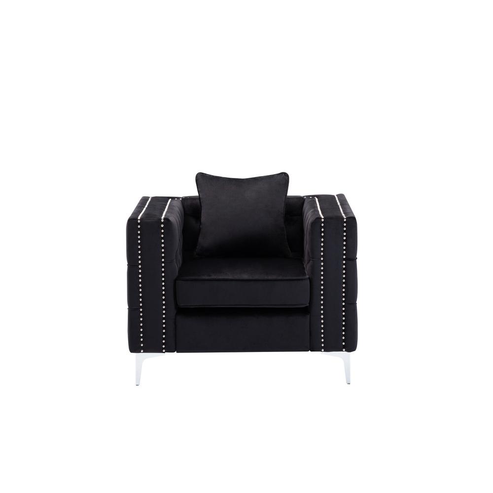 LILOLA Lorreto Black Velvet Chair
