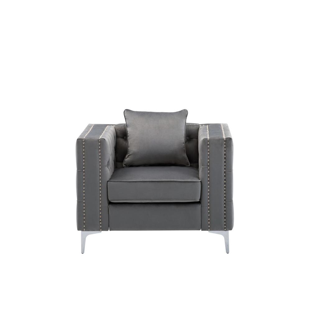 LILOLA Lorreto Gray Velvet Chair