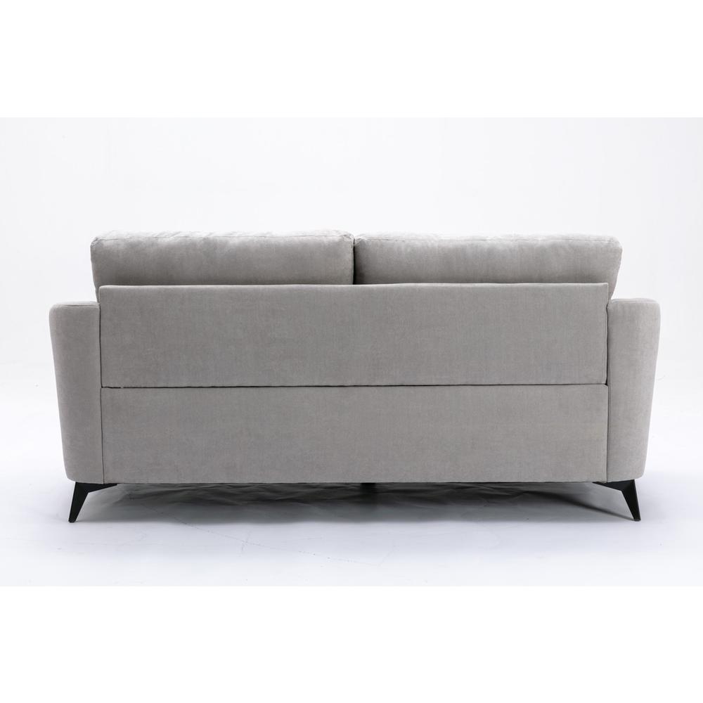 Callie Light Gray Velvet Fabric Sofa Loveseat Living Room Set