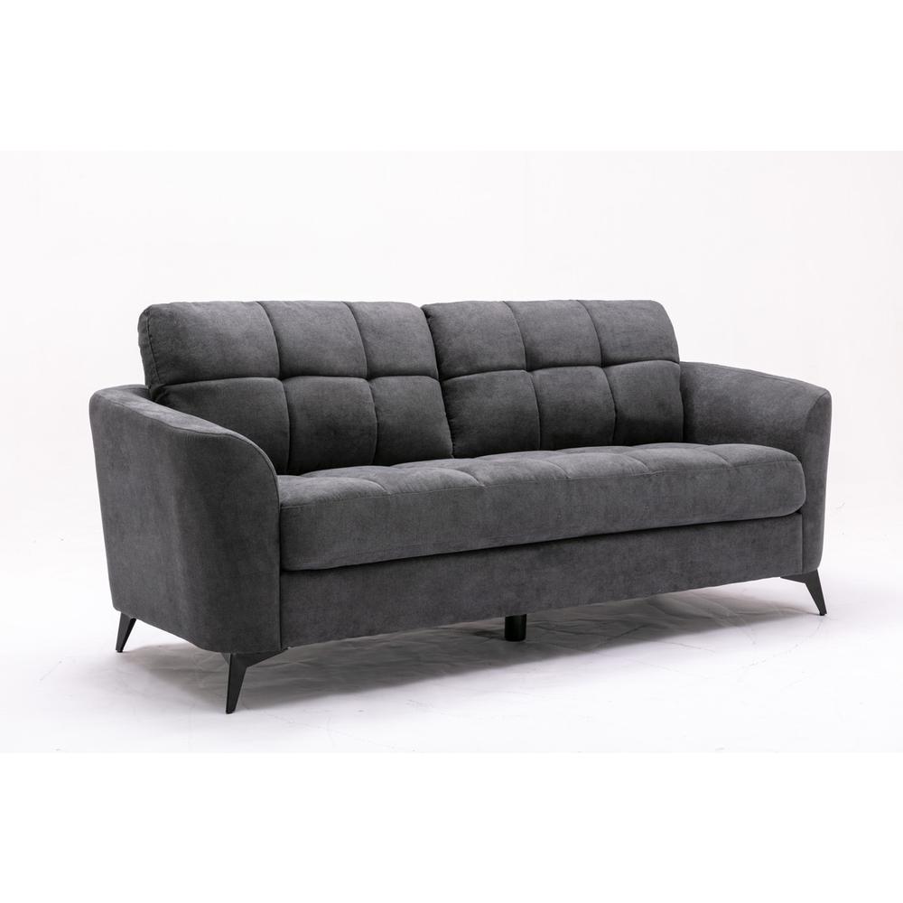 Callie Gray Velvet Fabric Sofa Loveseat Living Room Set