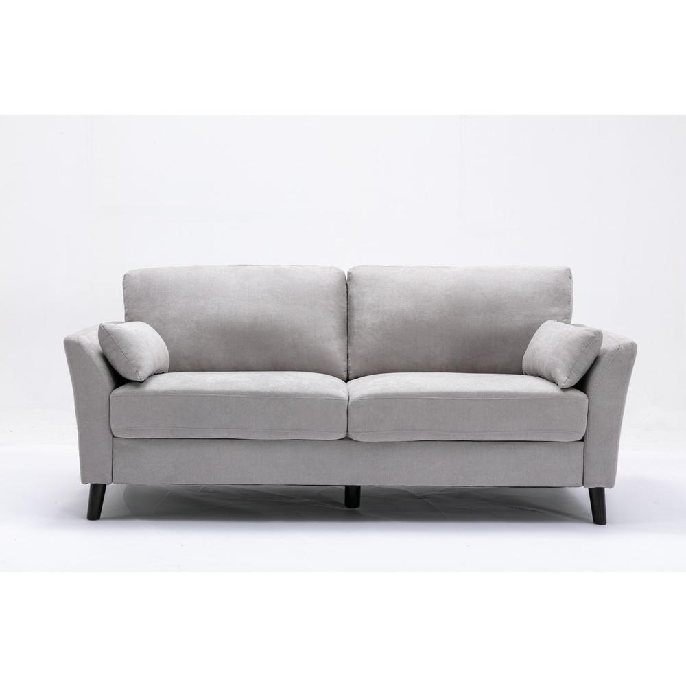 Damian Light Gray Velvet Fabric Sofa Loveseat Living Room Set