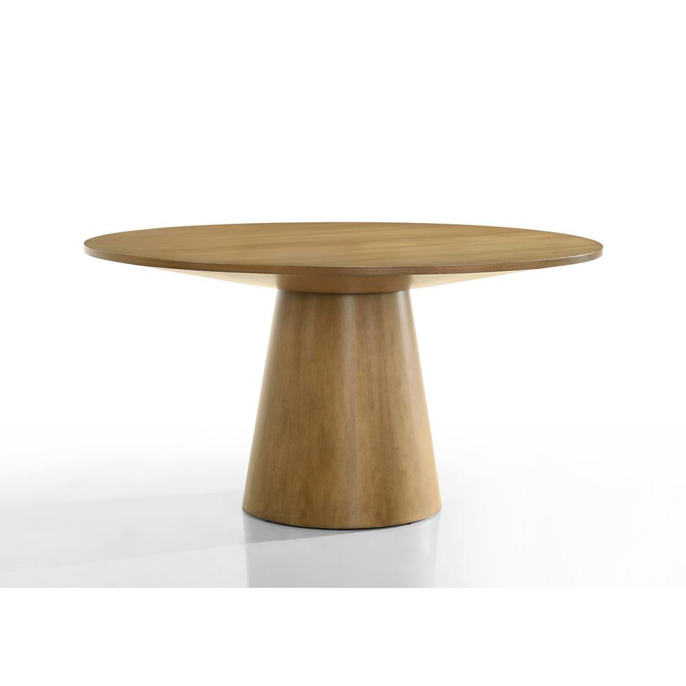 Driftwood Finish 3 Piece 47″ Round Dining Table Set with Gray Barrel Chairs