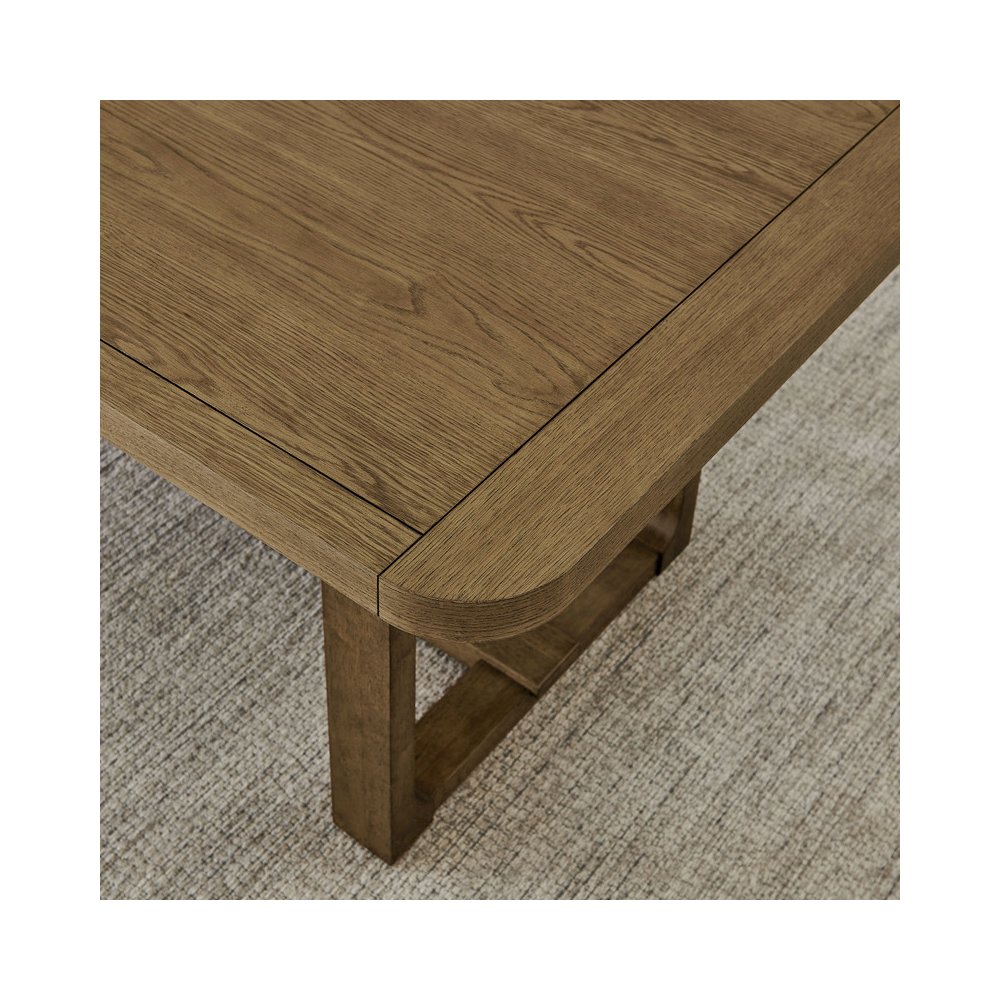 5Pc 72″ Rectangular Walnut Oak Finish Sled Dining Set with Sherpa Fabric Chairs