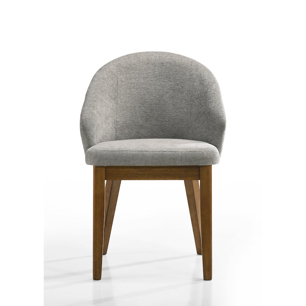 Light Grey Fabric with Walnut Legs