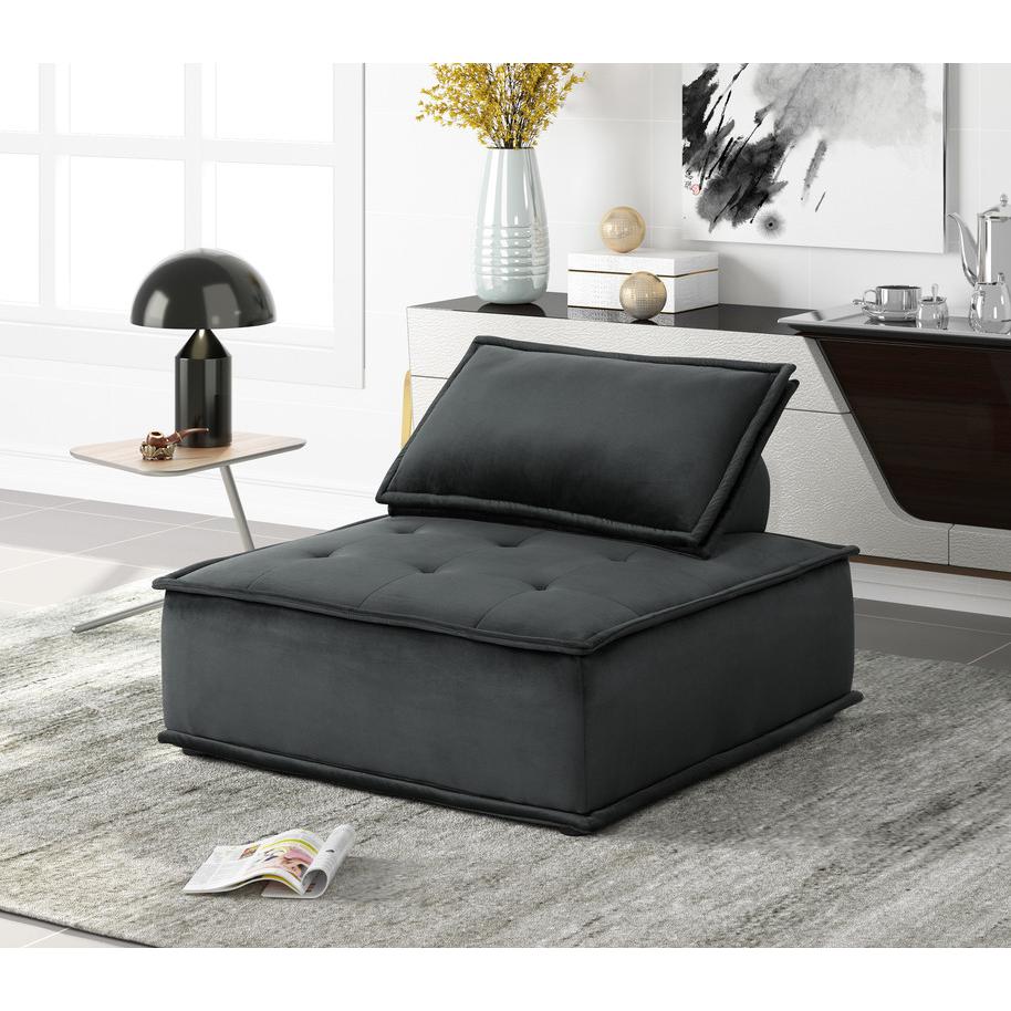 Anna Black Velvet 3 Pc Sectional Sofa Ottoman