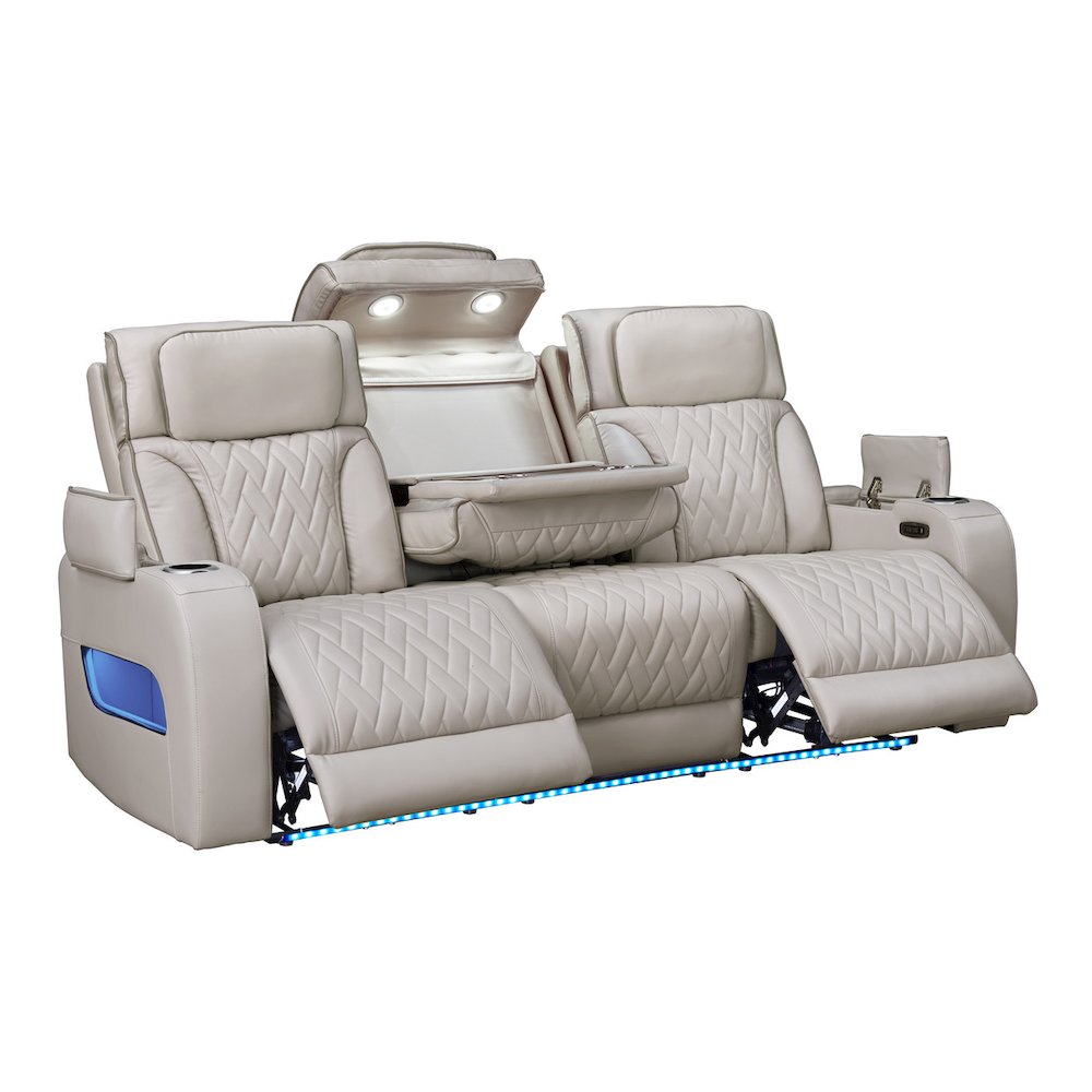 Ice Leather Aire Transformer Power Reclining Sofa