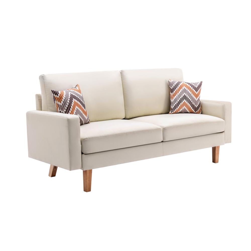 Bahamas Beige Linen Sofa and 2 Chairs with 2 Throw Pillows