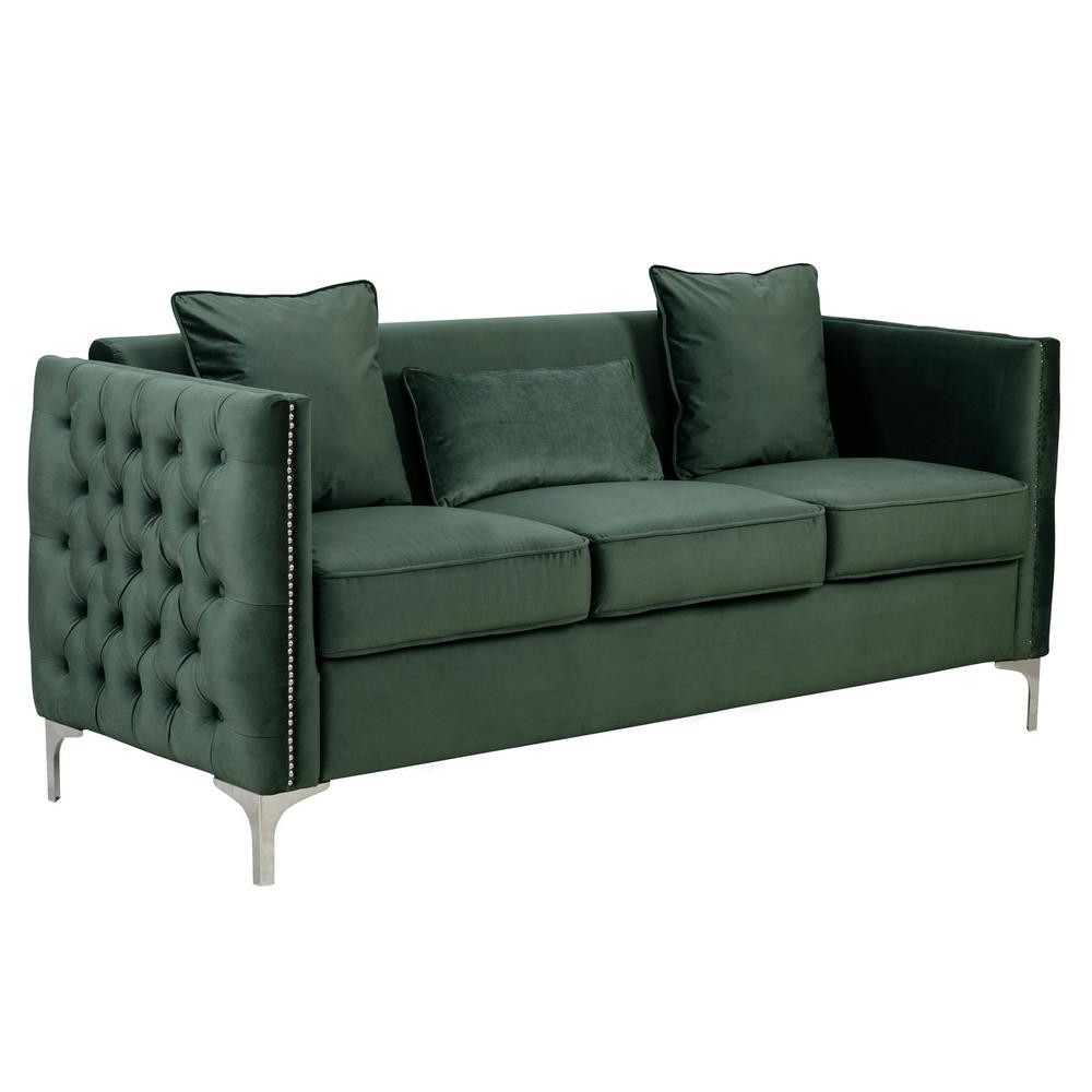 Bayberry Green Velvet Sofa Loveseat Living Room Set