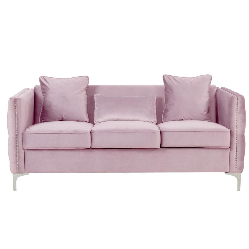 Bayberry Pink Velvet Sofa Loveseat Living Room Set