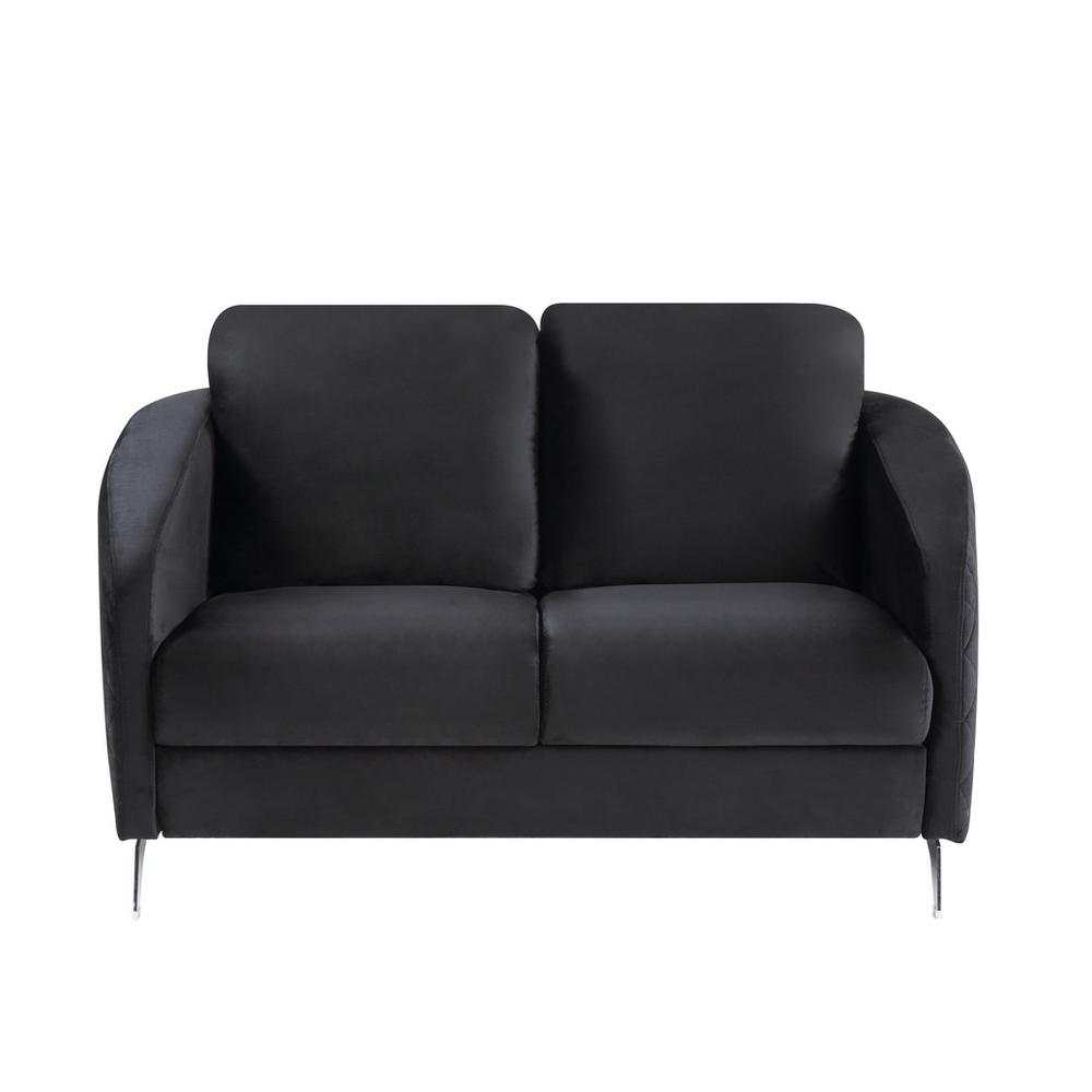 Sofia Black Velvet Modern Chic Loveseat Couch